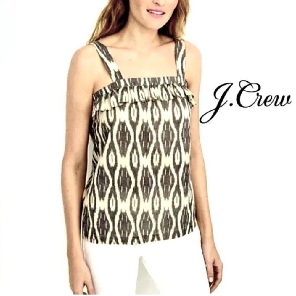 NWT J. Crew Ikat ruffle Tank Top 6
